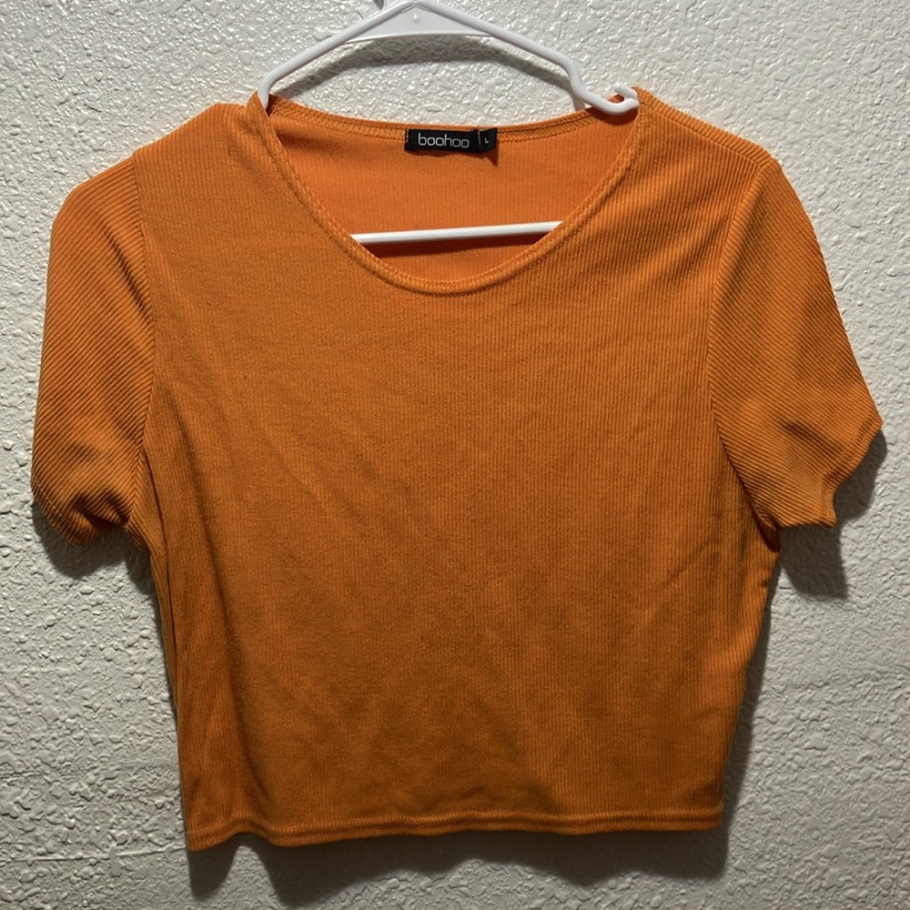 Boohoo Orange Fitted Crop T-Shirt